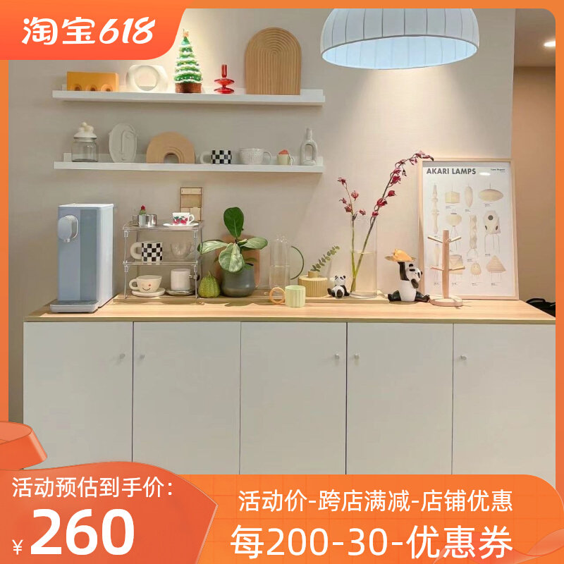 客厅极简超薄餐边柜30rCM现代简约厨房一体靠墙收纳微波炉柜可定