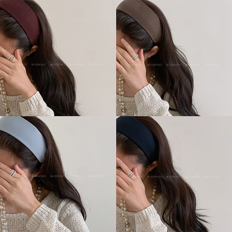 秋冬暗色系滑面布艺宽边发箍日常高级感高颅顶外戴发卡洗脸头箍
