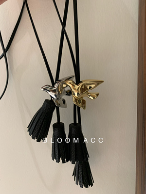 韩国博主同款金色小鸟流苏项链小众高级感简约白搭休闲长款毛衣链