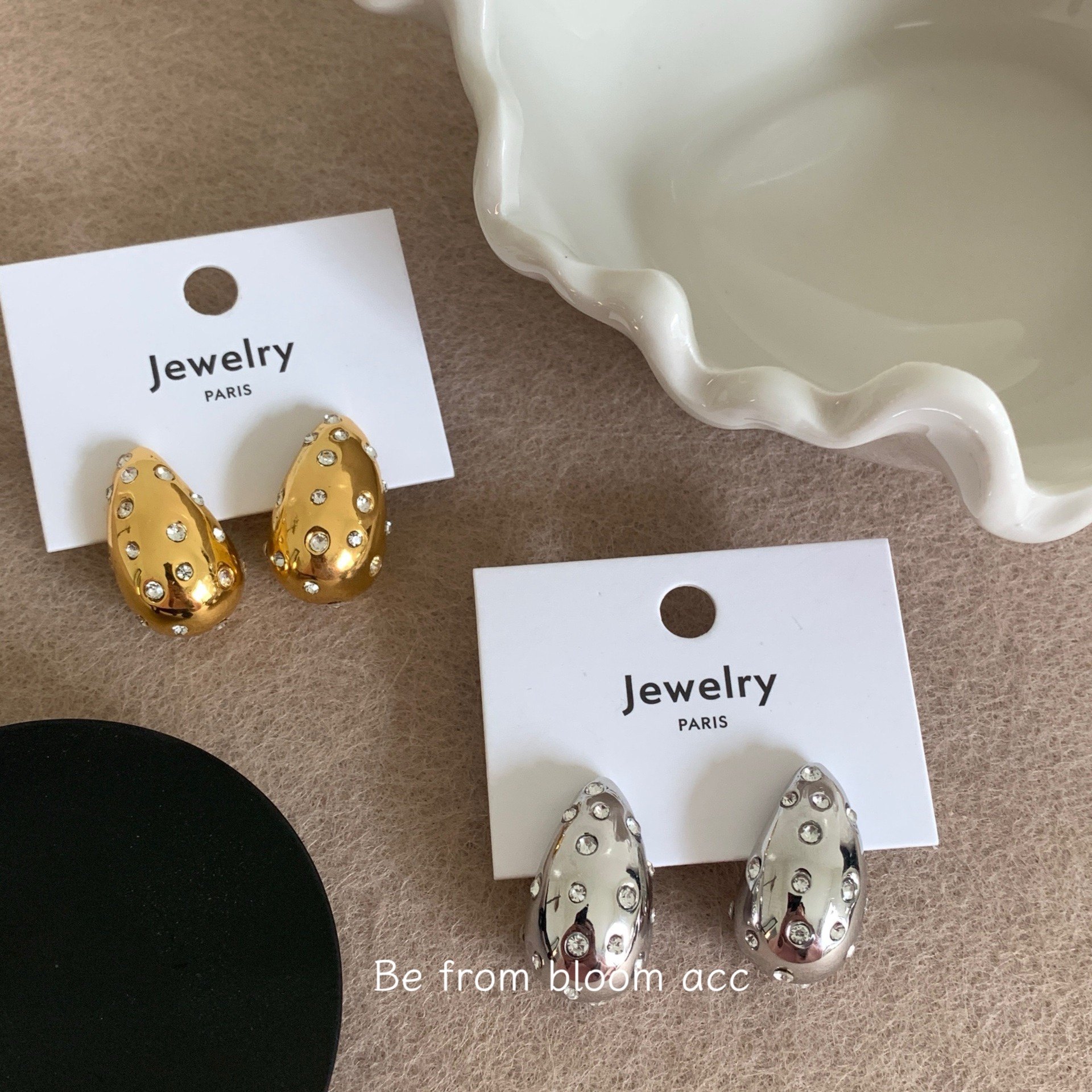 欧美秀场同款复古逗号泪滴朋克风耳环 小众简约水钻吊式水滴耳钉