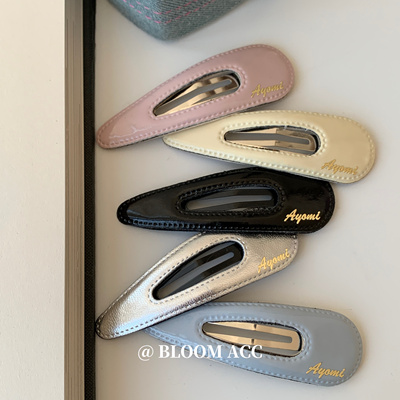 韩版英文标皮质发夹清新三角刘海夹网红时尚边夹百搭bb夹子碎发卡