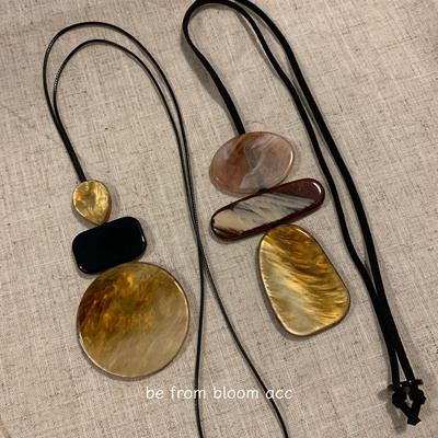 民族风几何树脂图形长款项链小众高级感森系吊坠新中式服装配饰