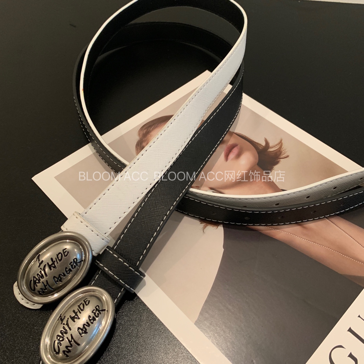 astute我无法隐藏我的愤怒标语小号软皮腰带涂鸦辣妹做旧五金皮带