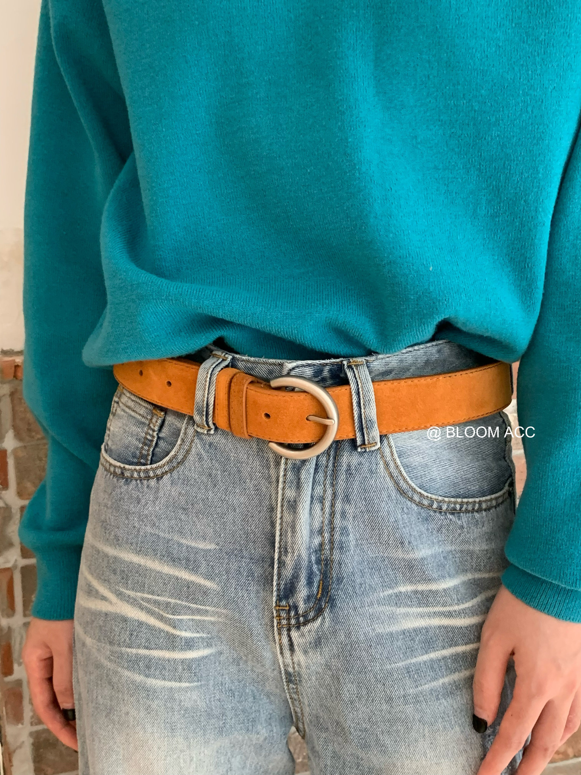 秋冬美拉德棕色磨砂真皮皮带韩国复古银色扣简约腰带百搭装饰带