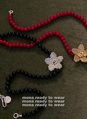 【3.14日 早10点上新 抢先加购】MONA 花朵个性 米珠项链配饰女