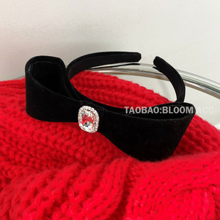 MONA同款 丝绒黑色蝴蝶结你发箍锆钻可爱少女心甜美高级发卡发饰