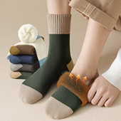 纯棉中筒袜防臭加绒加厚毛圈保暖男士 厚袜子男款 秋冬季 长袜青少年