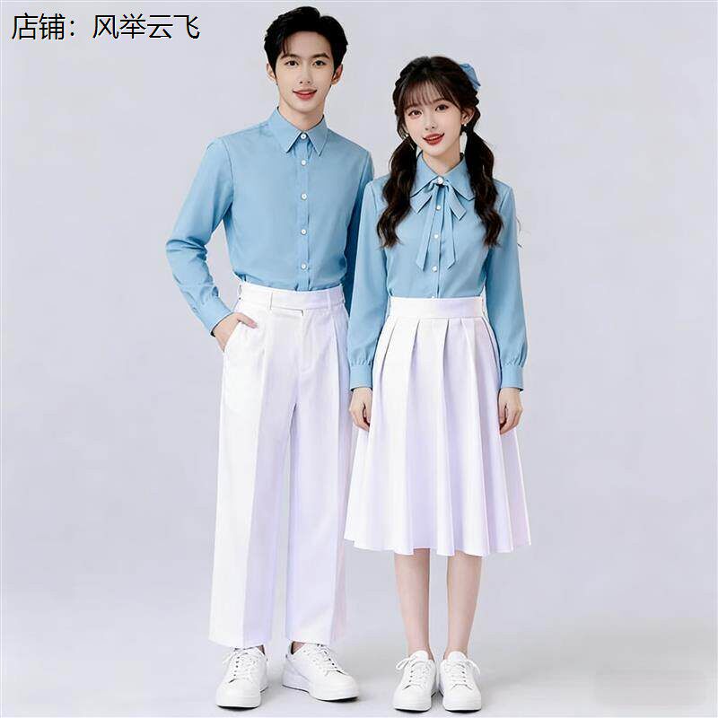 中小学生大合唱演出服六一儿童演出服朗诵蓝色青春演讲服装团体
