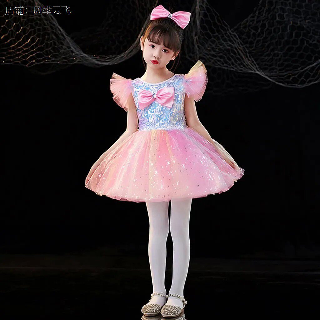 多想学爸爸服装我爸爸是汽车兵女童现代舞表演服装儿童演出服裙