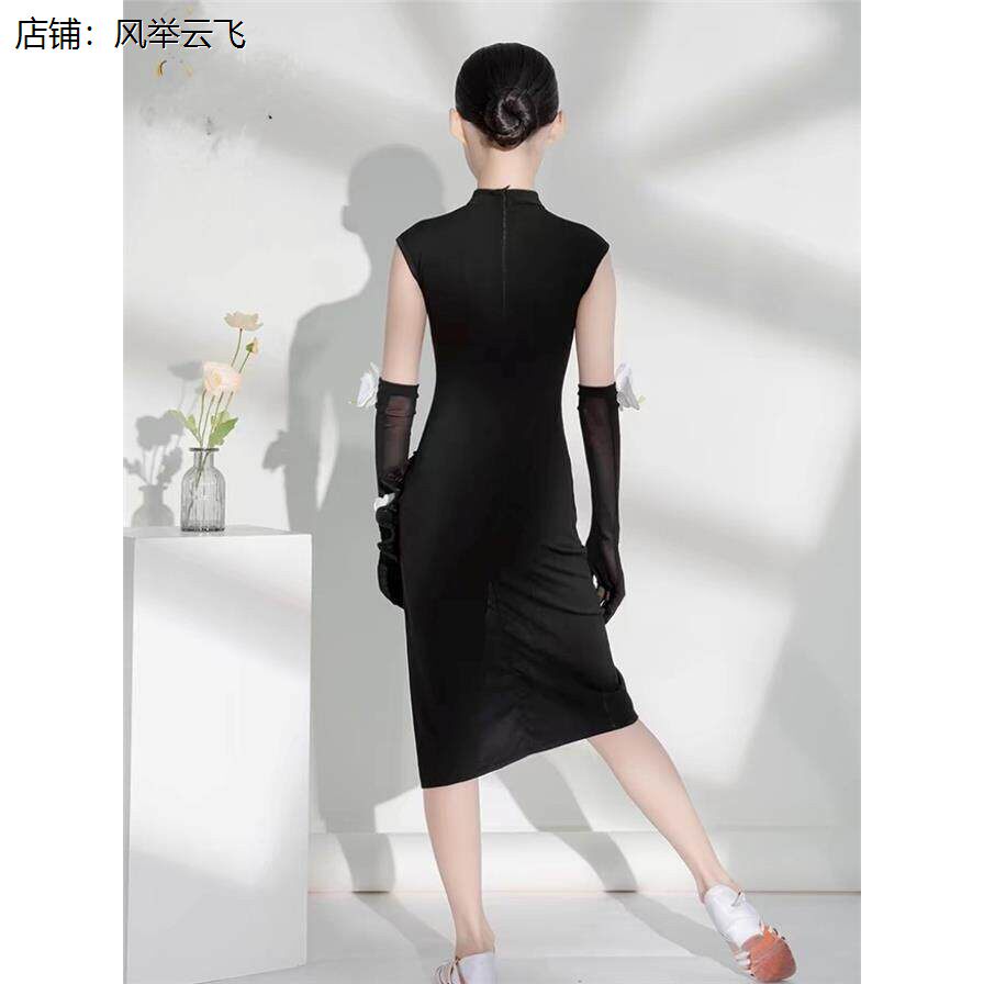 拉丁舞服女童表演服黑色