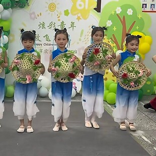 小荷风采喜雨演出服喜雨幼儿舞蹈之乡喜雨斗笠《多想还小》舞蹈服