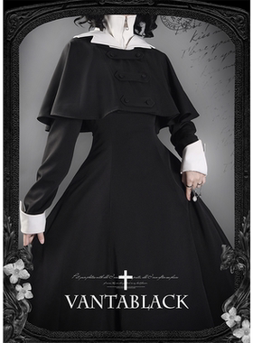 【定金】片裁收腰神父修女斗篷连帽披肩有口袋OP连衣裙套装圣职系