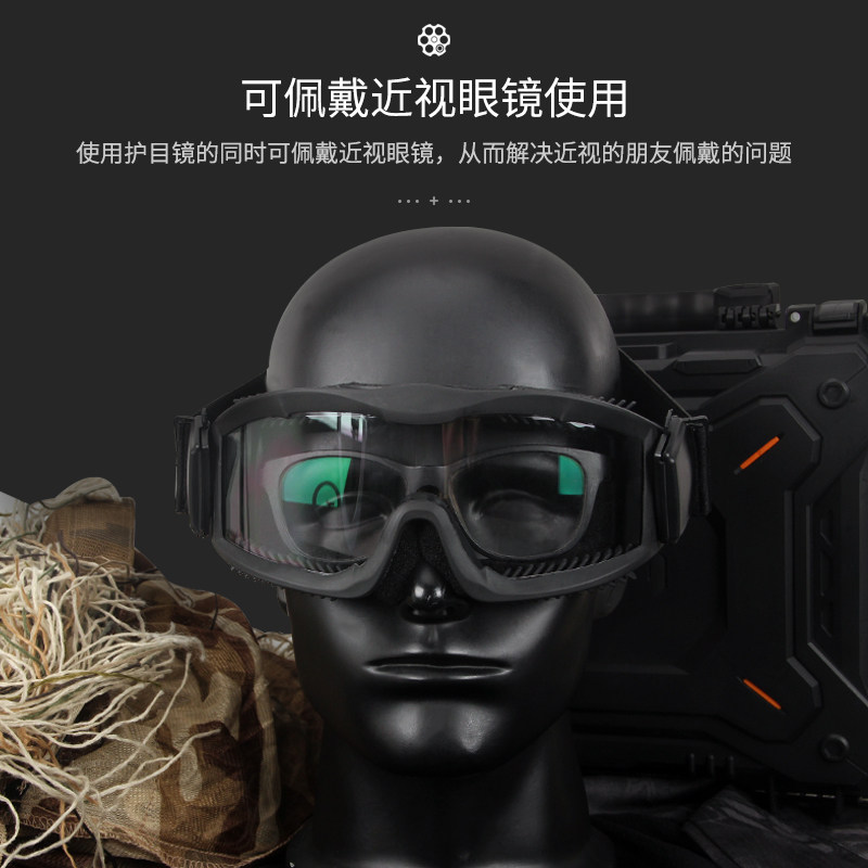 战术兵近视风镜护目镜户外战术射击骑行防风沙防雾滑雪防暴眼镜