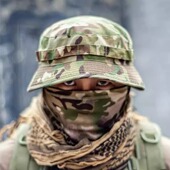 战术兵 英式 SAS短檐迷彩战术奔尼帽户外透气渔夫帽遮阳防晒圆边帽