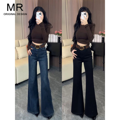 美式不贴腿微喇牛仔裤女