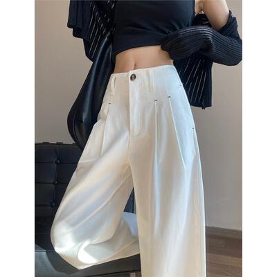 春秋季白色西装阔腿裤女