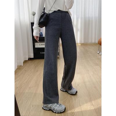 松紧腰显瘦垂感羊毛窄版