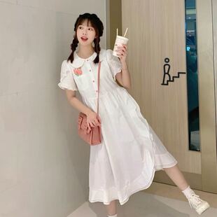 收腰显瘦少女超仙娃娃领初恋中长裙子 温柔风甜美连衣裙女学生韩版