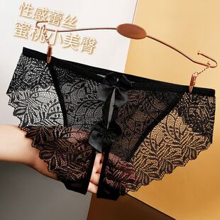 颜蓓薇厂家蕾丝内裤女胖mm大码开档性感透明纯欲免脱新款情调内衣