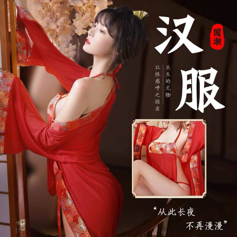 情趣大码180斤宫廷风贵妃汉服肚兜睡裙系列cos制服性感内衣套装