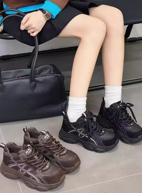 骄家秋冬新款加绒牛皮老爹鞋7673