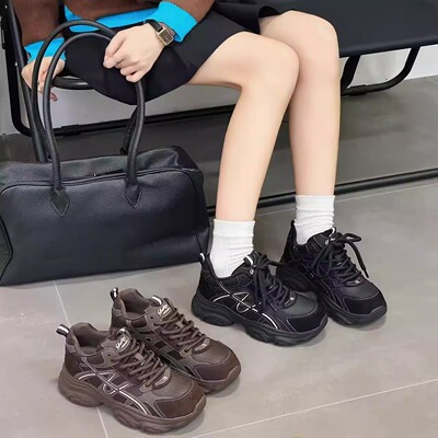 骄家秋冬新款加绒牛皮老爹鞋7673