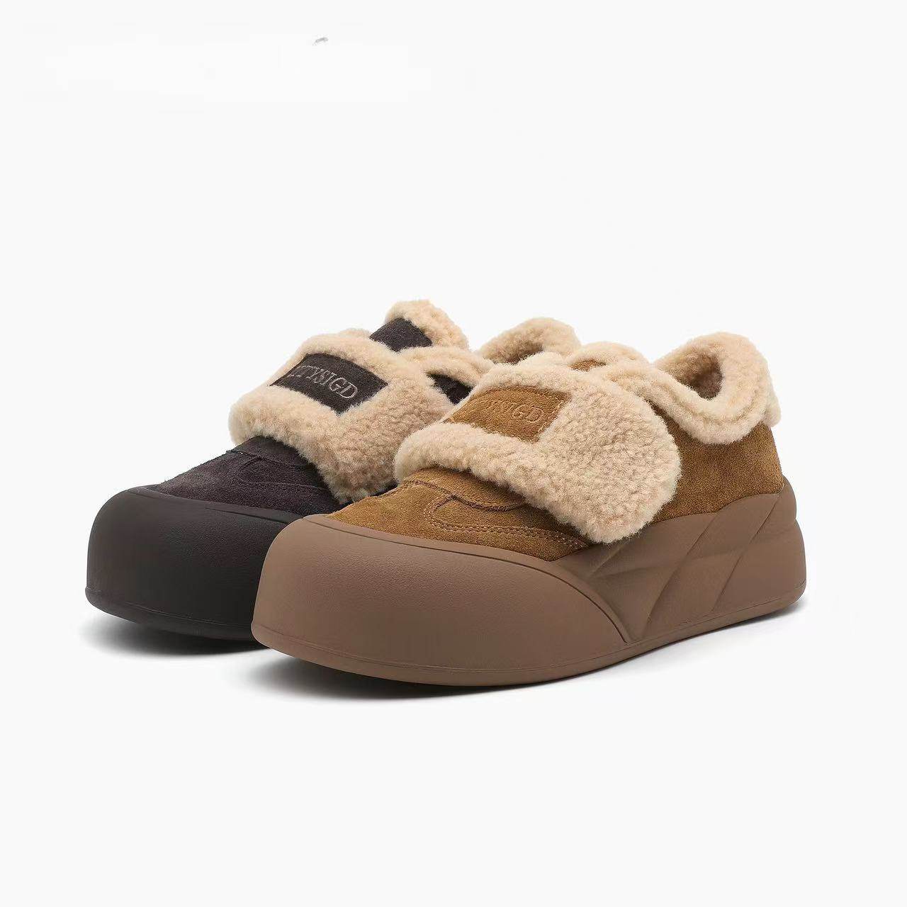 秋冬新款复古加绒魔术贴百搭面包鞋D692701