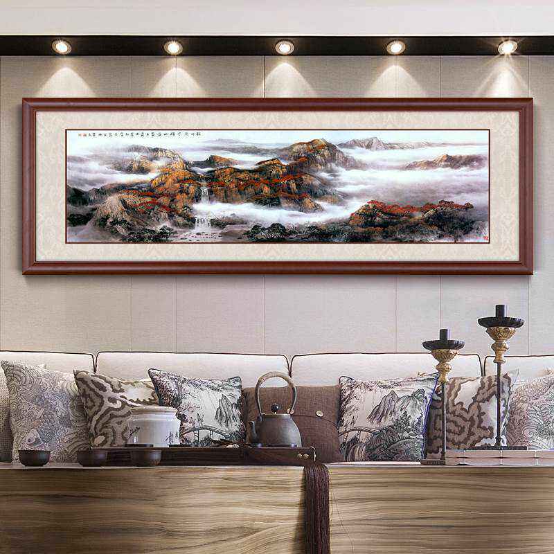枫叶山谷巨幅国画山水名画 装饰画简约办公室客厅挂画壁画e