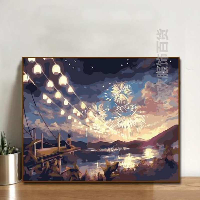 数字油彩后风抽象小清新手绘画油画手工彩画填色填充装饰画减压涂