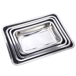 垒固不锈钢方盘 长方形托盘优质加厚耐腐蚀无磁盘试验器材实验室化工