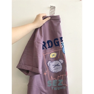 蓝紫色宽松短袖t恤女装2026夏季新款美式复古多巴胺女孩穿搭上衣