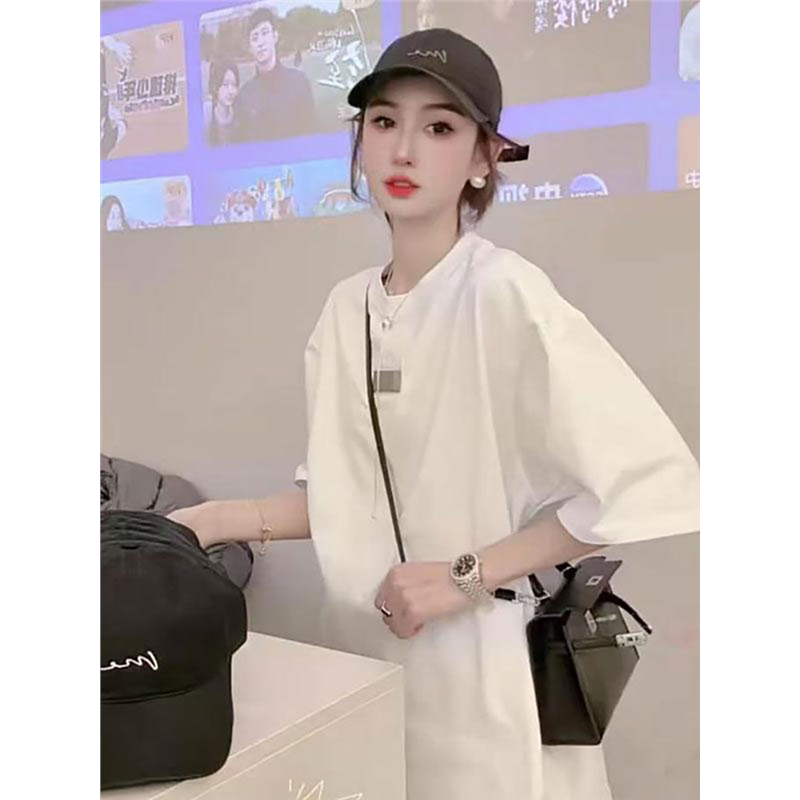 廓形大码女装白色短袖T恤2025夏季新款极简小众宽松显瘦半袖上衣
