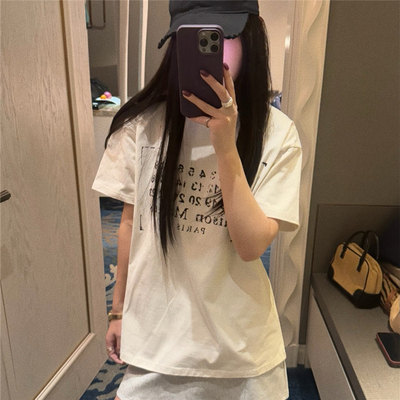 M6新款2025夏季字母LOGO日历印花小众潮圆领宽松短袖T恤男女同款