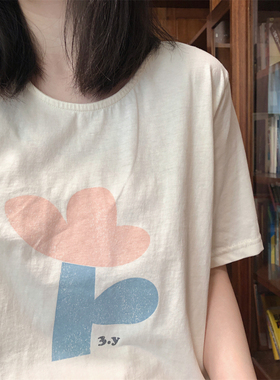 样样韩国东大门 简约小花印花圆领舒适柔软短袖T恤47282