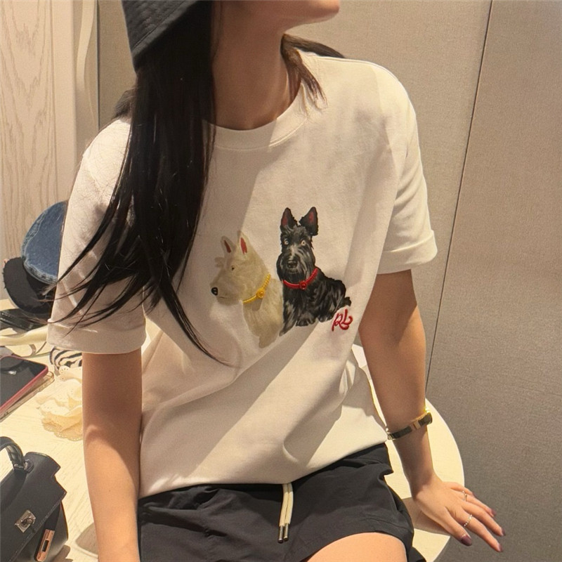 人手all in呀!巨可爱治y系西高地小狗立体小纽扣脖圈圆领短袖t恤