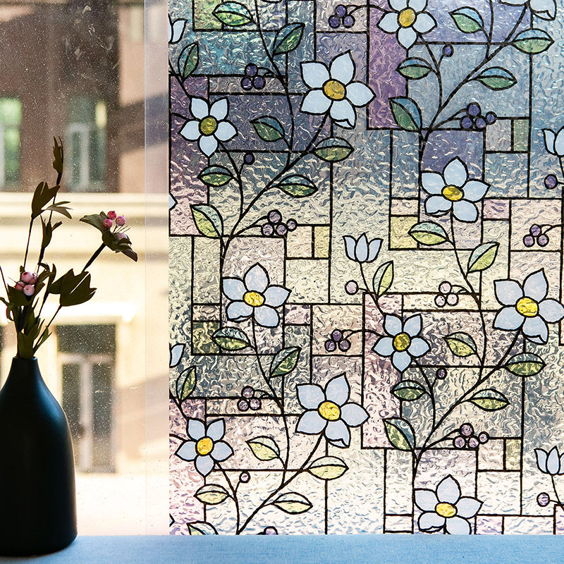 3d立体静电玻璃贴透光半透明浮雕玻璃贴膜阳台厨房卧室窗户贴纸