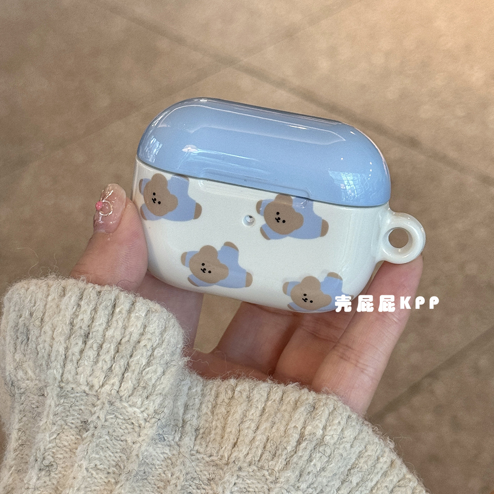 可爱小熊菲林硬壳分体适用AirPods保护套Pro保护壳AirPods3耳机套苹果airpods2二代三代蓝牙