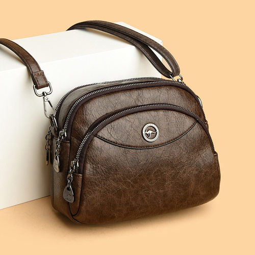 真皮三层单肩斜挎包2024新款