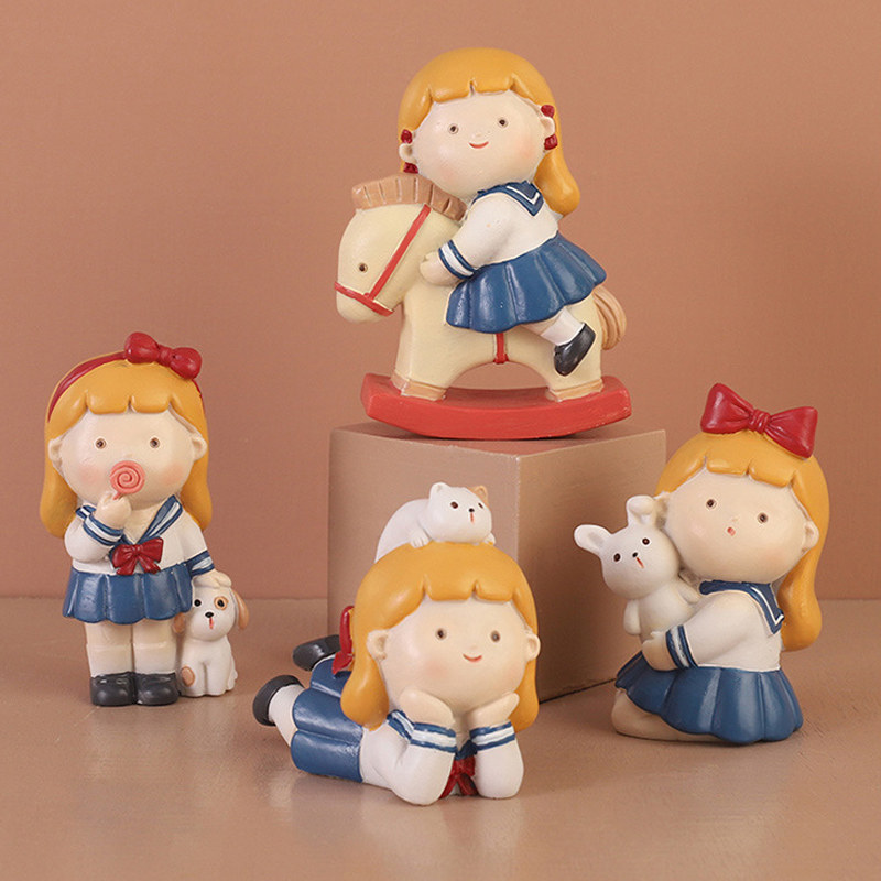 日系治愈小摆件创意卡通海军女孩树脂工艺品少女心家居装饰品入户