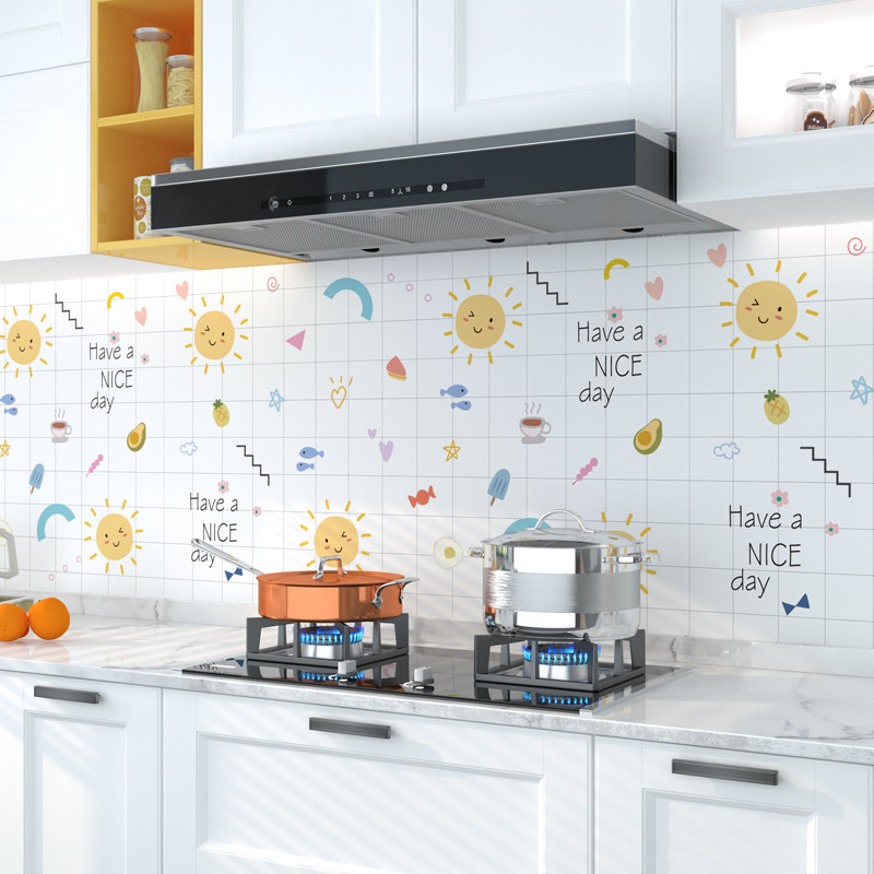 可爱厨房防油贴纸装饰防水防潮自粘油烟机灶台橱柜台面壁纸墙纸