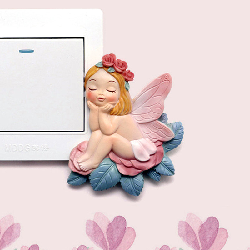 DHB switch smart cover Flower Fairy Wall stickers 3d three-dimensional Flower Fairy resin environmental protection modern socket decorate Stickerin the Home accessories , Stickers , Switch Sticker  category - from Buy2taobao.com to provide professional Taobao agent buy service