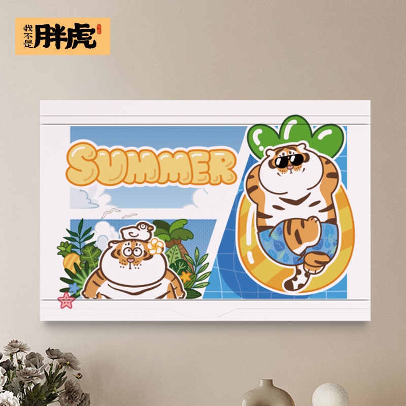 胖虎卡通自粘贴纸电表箱盒装饰画贴画免打孔配电箱弱电箱遮丑神器图片