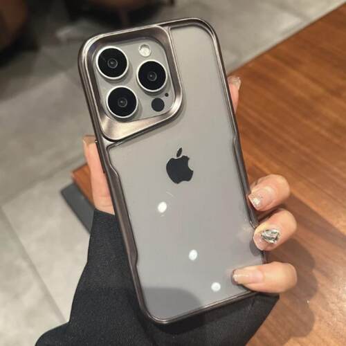 钛原色护甲小蛮腰适用苹果16promax手机壳新款iPhone15高级感14防摔透明13亚克力12男女情侣11全包大孔软边框