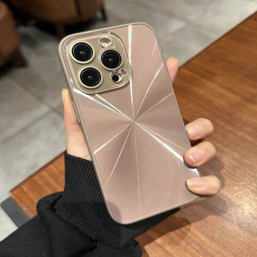 自带镜头膜炫彩极光镭射CD纹适用iphone16promax全包苹果15手机壳新款14防指纹男女13简约11纯色12超薄软边框
