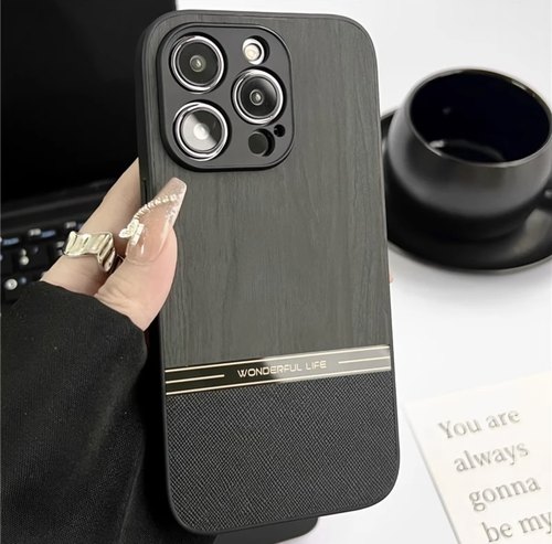 适用苹果17promax手机壳iPhone16pro木纹素皮高级感15plus全包13磨砂12防摔11拼接撞色xsmax防指纹14网红男女