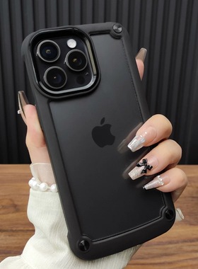 四角加固金属镜头适用苹果16Promax手机壳新款iphone15pro透明黄14高级感plus全包13防摔12男女款11Pro潮