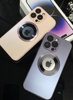 钛灰色高级磁吸带镜头膜适用苹果16promax新款iPhone15pro全包高级感男女14防摔11超薄软边13Pro硅胶plus情侣