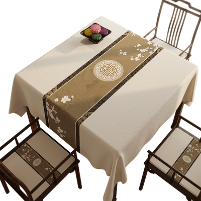 中式正方形雪尼尔桌布茶几布