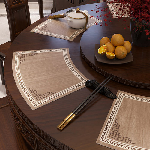 圆桌扇形餐垫中式防水防油皮革