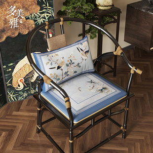 新中式茶椅垫坐垫太师椅圈椅加厚红木沙发海绵坐垫靠枕抱枕鸟鸣涧